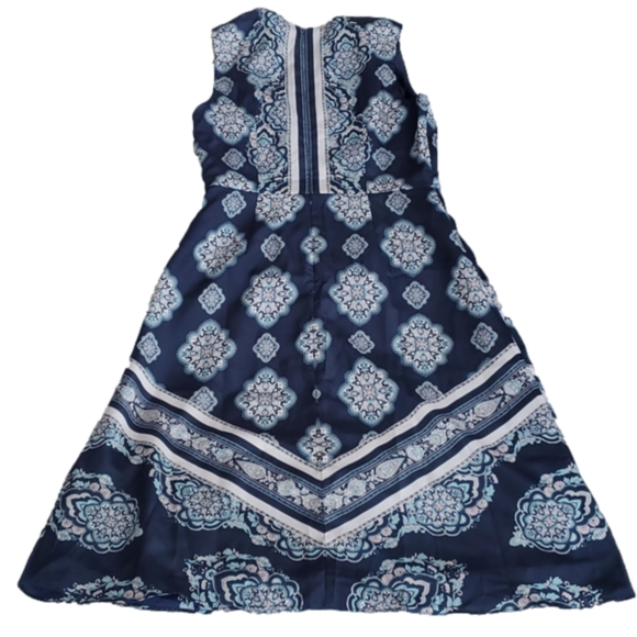 Ann Taylor Blue White Damask Paisley Print A Line Knee Length Dress Size 0 NWT - Picture 7 of 9